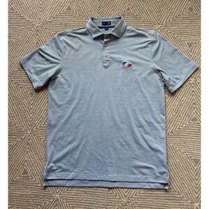 Stitch Golf Course 3‎ Flag Logo Polo Shirt - Blue/White Stripe - Medium